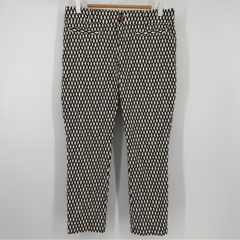 Cartonnier Anthropologie Charlie Ankle Pants Diamond Print Size 8